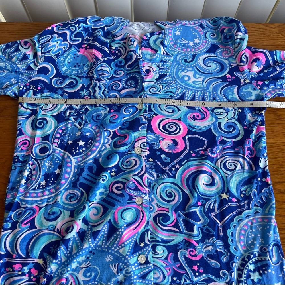 Lilly Pulitzer Ruffle PJ Button-Up Top Cosmic Kismet Size XS - Picture 10 of 12